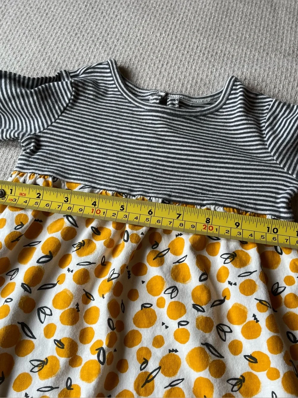 Tea Collection Jumpsuit Romper Girls 18/24M Long Sleeve Stripe & Lemon Print EUC